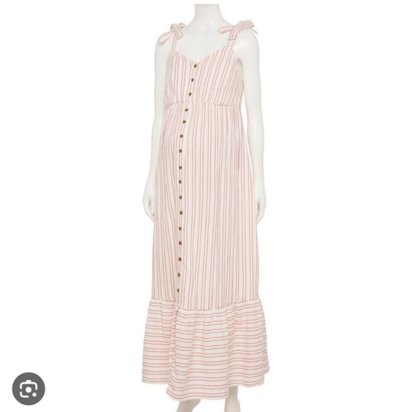 Sonoma Goods for Life Pink & White Stripped Maternity Maxi Dress - Picture 1 of 5